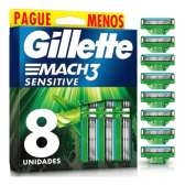 Imagem da oferta Gillette Mach3 Sensitive carga de barbeador 8 unidades