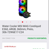 Imagem da oferta Water Cooler MSI MAG Coreliquid E360