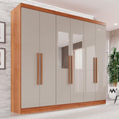 Imagem da oferta Guarda-roupa Casal com Espelho 6 Portas 2 Gavetas França CinamomoOff-White