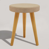 Imagem da oferta Banqueta Baixa Pés Palito Em Madeira Assento Em Tecido Suede