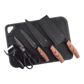 Imagem da oferta Conjunto De Talheres Gunderson De 6 Peças Com Tábua De Cortar Oster Cor Preta