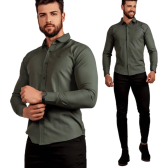 Imagem da oferta Camisa Social Masculino Manga Longa De Botão Algodão Premium