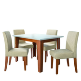 Imagem da oferta Conjunto Sala de Jantar Mesa Miami 1,20m 4 Cadeiras Trieste MadeiradoBege Dobuê - Marrom