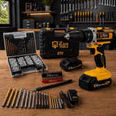 Imagem da oferta Parafusadeira Furadeira De Impacto Profissional 21v Tb21pw Com Kit Brocas E Buchas 300 Peças The Black Tools