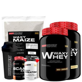 Imagem da oferta KIT 2x Whey Protein Waxy Whey 900g + BCAA 4,5 100g + POWER Creatina 100g + Waxy Maize 800g + Coqueteleira