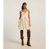 Imagem da oferta Vestido Curto Boho em Viscose com Babados e Amarração Frontal