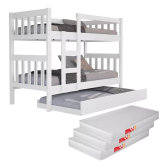 Imagem da oferta Beliche Com Colchão Conforto E Cama Auxiliar 100% Mdf Cor Branco Liso