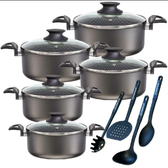 Imagem da oferta Jogo de Panelas Caçarola 9 peças Antiaderente Teflon 6 Camadas Grafite Kit