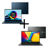 Imagem da oferta Notebook ASUS Zenbook 14 OLED UX3405MA-QD344W Ponder Blue + Notebook ASUS Vivobook Go 15 E1504FA-NJ1364W Mixed Black