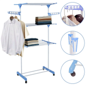 Imagem da oferta Varal De Chão Grande De Roupas 3 Andares Dobrável Cor Azul Kontuz 170 cm