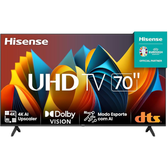 Imagem da oferta Smart TV Hisense UHD 4K DLED 70" 70A6K com HDR10+ Dolby Vision - 70A6KHSV