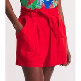 Imagem da oferta Short Curto em Viscose e Linho com Bolsos e Cinto Faixa
