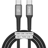 Imagem da oferta Cabo USB-C 2 metros Tipo C Turbo 60W Ultra Rapido Nylon Trançado e Reforçado Android e Iphone Notebook Tablet Qualidad