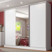 Imagem da oferta Compre online guarda-roupa casal branco com espelho | - | Loja de Móveis para Cozinha Quarto e mais