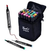 Imagem da oferta Caneta Canetinha Para Colorir Desenho Profissional Permanente Ponta Dupla 24 Unidades Cores Vivas Touch (24 Cores)