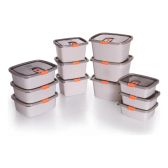 Imagem da oferta Conjunto De Potes De Plástico Tampa Fixa 12 Peças Plasútil