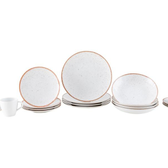 Imagem da oferta Aparelho de Jantar 20 Peças Tramontina Redondo Porcelana Branco e Marrom Mare