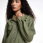 Imagem da oferta Jaqueta Pool Jeans com cinto feminina em sarja - Verde Musgo