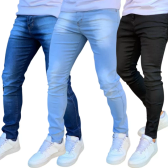 Imagem da oferta Kit 3 Calça Jeans Skinny Masculina Com Lycra Estica Muito Nf