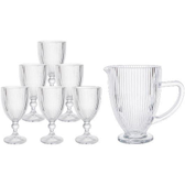 Imagem da oferta Conjunto de Jarra 1L e Copos 350ml de Vidro Haus Concept Canelado 7 Peças