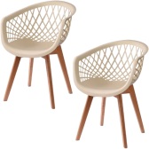 Imagem da oferta Kit 2 Cadeiras Web Wood com Base de Madeira