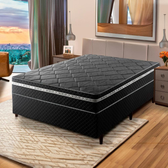 Imagem da oferta Cama Box Casal Umaflex Essencial com Eurotop e Molas Ensacadas 66x138x188 cm - Chumbo/Preto