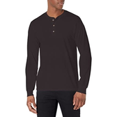Imagem da oferta Hanes Camiseta masculina Henley de manga comprida Tri-Blend Original leve e manga longa Preto