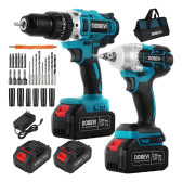 Imagem da oferta Parafusadeira Furadeira De Impacto + Chave Impacto Brushless