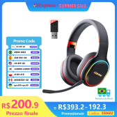 Imagem da oferta Kofire UG-05 fones de ouvido para jogos 2.4g bt5.0 fone de ouvido sem fio com microfone rbg luz vibração bluetooth fon