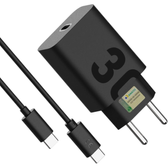 Imagem da oferta Carregador Turbo 30W Ultra Rápido Tipo C Com Carregamento Rápido + Cabo Tipo C Compatível Com Todos Os Dispositivos A