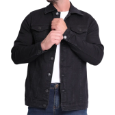 Imagem da oferta Jaqueta Masculina Jeans Slim Preta Casaco Com Bolso