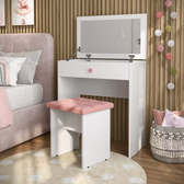 Imagem da oferta QUEIMA DE ESTOQUE PROMOÇÃO! Penteadeira Escrivaninha Mesa Camarim Com Espelho e Gaveta e Banqueta Rose