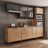 Imagem da oferta Armário de Cozinha Completa c Balcão Miami Studio Carraro Preto c Freijó