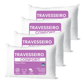 Imagem da oferta Kit 4 UNIDADES Travesseiros 50x70 Lavável Fibra Siliconada antialérgico