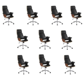 Imagem da oferta Kit 10 Cadeiras de Escritório Presidente Giratória Coimbra Pu Preto