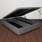 Imagem da oferta Base Box Baú Queen 158x198x42cm Courino Linho Cinza com Pistão a Gás