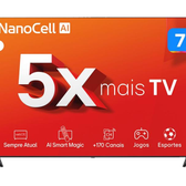 Imagem da oferta Smart TV 75" 4K NanoCell LG 75NANO80TSA WebOS 24 Processador 5 Ger7 Wi-Fi Bluetooth com Alexa 3 HDMI 2 USB