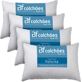 Imagem da oferta Kit 4 Travesseiros Fibra Siliconada Antialérgico 45x65cm BF Colchões - Branco