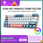 Imagem da oferta Machenike K500-B61 Mini Teclado Mecânico Formato 60% com Fio Teclas Removíveis Retroiluminação RGB 61 Teclas para