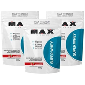 Imagem da oferta Kit 3 Super Whey (900g - Refil) Morango - Max Titanium