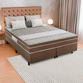 Imagem da oferta Cama Box Queen Size Ilhéus com Molas Ensacadas e Euro Pillow 63x158x198cm - MarromBege Estampado