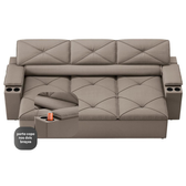 Imagem da oferta Sofá 3 Lugares Dds Next Pop com Assento Retrátil e Encosto Reclinável em Velosuede com Porta-Copos - 205cm de Largura