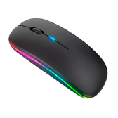 Imagem da oferta Mouse Sem Fio Bluetooth USB Recarregável com Iluminação RGB Sensor Ajustável e Design Ergonômico - Preto