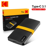 Imagem da oferta Kodak x200 disco rígido ssd externo hd externo 1tb usb3.1 mini portátil ssd 256b 512gb 1tb para laptops smartphone ps4