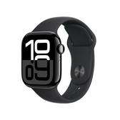 Imagem da oferta Apple Watch Series 10 GPS Caixa Preta Brilhante de Alumínio de 42 mm Pulseira Esportiva Preta Tamanho M/G - MWWF3AM/