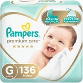 Imagem da oferta Fralda Pampers Premium Care G - 136 fraldas