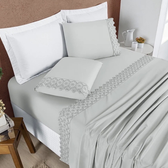 Imagem da oferta Jogo De Lençol Queen 4 Peças Micropercal 400 Fios Celástico Cor Cinza Desenho Do Tecido Liso