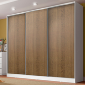 Imagem da oferta Guarda-Roupa Casal 100% MDF  Royale 3 Portas de Correr Branco/Rustic