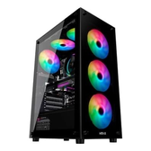 Imagem da oferta Gabinete Gamer Hyrax HGB210 Mid Tower ATX Lateral e Frontal em Vidro Temperado Sem Fans Preto - HGB210B