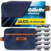 Imagem da oferta Kit Carga Para Aparelho De Barbear Gillette Mach3 12 Unidades Grátis Necessaire